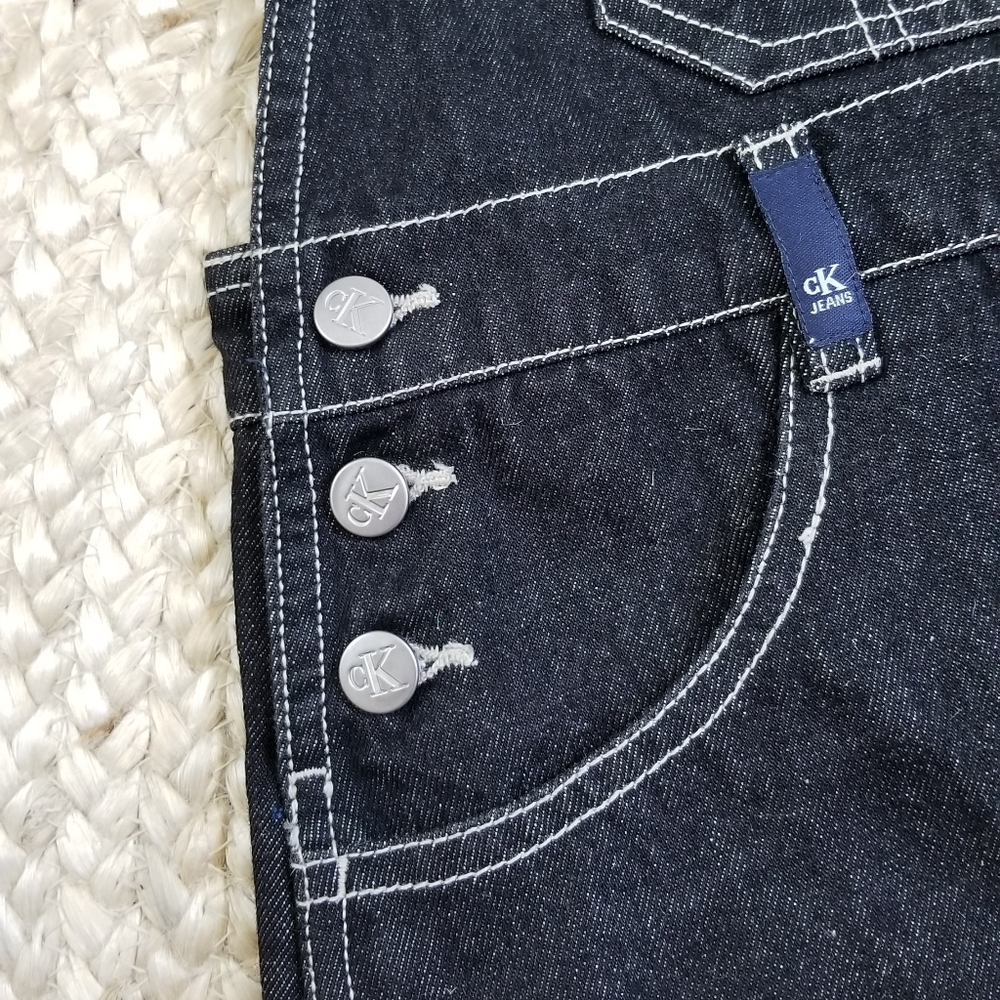 VTG 90s Calvin Klein Denim Overall Dress - Picture 5 of 16
